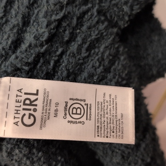 Athleta Girl Plush Knit Dark Green Fuzzy Sweater - Girl Size 8-10 -NWT - Picture 7 of 9